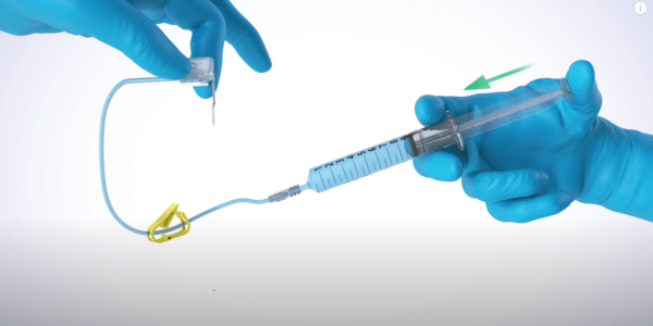 PPS Nano Safety Huber Needle - One-handed safety needle activation